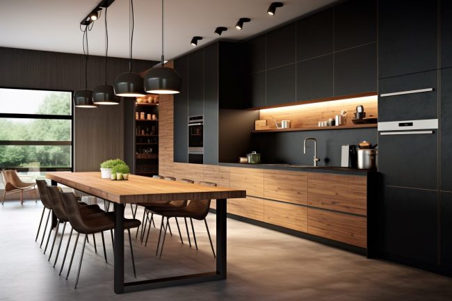 Modèle Cuisine Noire Et Bois: Idée Cuisine Noir Et Bois – MDEF