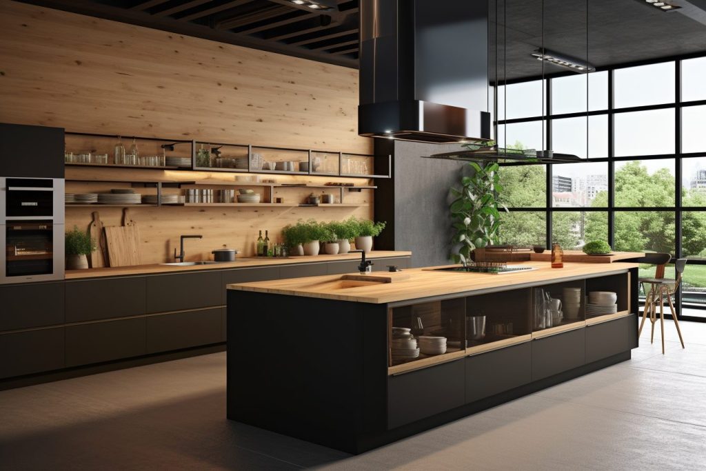 La cuisine noire et bois : une tendance pour allier aspect naturel et